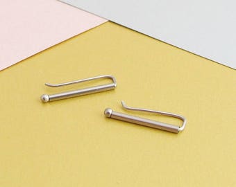 Stainless steel ear climbers, ear pins, bar earrings,line earrings, hypoallergenic earrings, surgical steel earrings, a gift