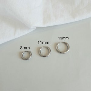 Orecchini a cerchio Huggie da 8 mm, 11 mm e 13 mm, orecchini a cerchio in acciaio chirurgico, orecchini a cerchio, orecchini a cerchio in acciaio inossidabile, Kpop, ipoallergenici