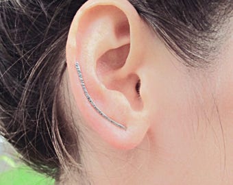 Ear climber, stainless steel ear climber, surgical steel, 316L,  long ear climber, ear crawler,  minimalist earrings, , for her, a gift