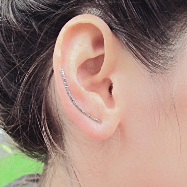 Ear climber, stainless steel ear climber, surgical steel, 316L,  long ear climber, ear crawler,  minimalist earrings, , for her, a gift