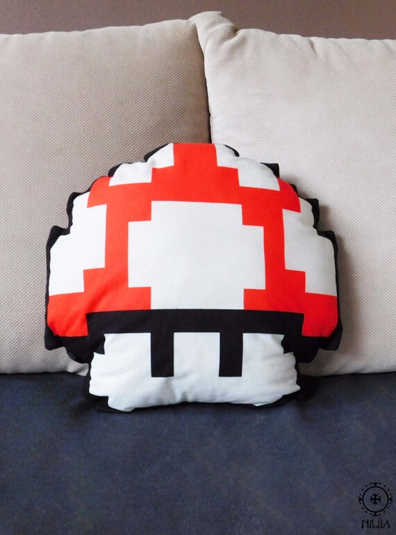 Mario Pillow Mario Mushroom 1up Pillow Nintendo Pixel Old Etsy