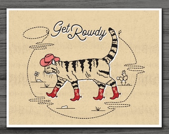Obtenga tarjetas con notas de gato vaquero alborotador, papelería de gato occidental, tarjetas divertidas de gato, regalo para amantes de los gatos, tarjetas de felicitación en blanco para toda ocasión, tarjetas de notas en blanco