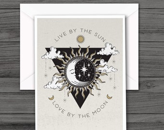 Cartes de correspondance amour soleil et lune, amour de la lune en direct, stationnaire céleste, cartes de voeux vierges toutes occasions, cartes de correspondance vierges