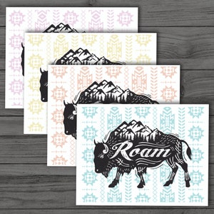 Bison Buffalo Roam Note Cards, Mountain Wild Life, Animal Lover Stationary, All Occasion Blank Greeting Cards, Blank Note Cards