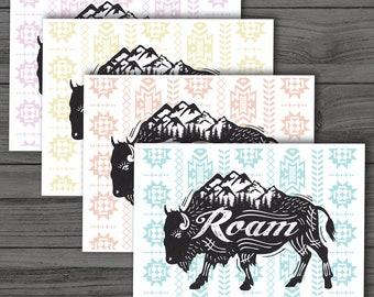 Cartes de correspondance Bison Buffalo Roam, Vie sauvage en montagne, Papeterie pour amoureux des animaux, Cartes de voeux vierges toutes occasions, Cartes de correspondance vierges