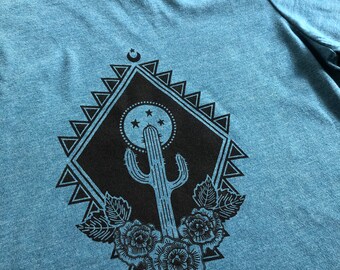 T-shirt Ladies Flower Cactus, Tee-shirt imprimé à l’écran, chemise Southwest