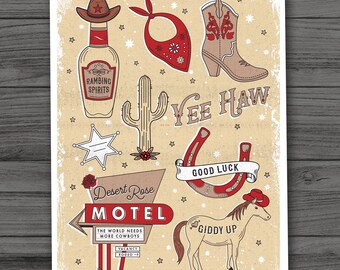 Cartes de correspondance western, Cartes de cow-boy, Cartes de voeux vierges toutes occasions, Cartes de correspondance vierges