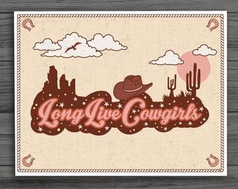 Vive les cow-girls, cartes de correspondance, cartes western, carte de voeux cow-girl, western, country girl