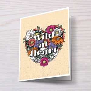 Wild at Heart Flower Note Card, Heart Card, All Occasion Blank Greeting Cards, Blank Note Cards image 2