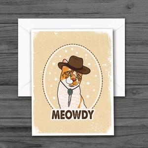 Meowdy Cowboy Cat Note Card, Western Cat Stationary, Funny Cat Cards, Cat Lover Gift, All Occasion Blank Greeting Cards, Blank Note Cards