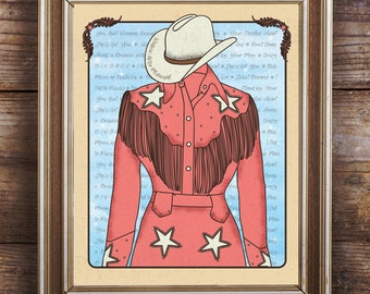 Femmes classiques dans la musique country, chansons country classiques, impression d’art occidental, œuvres d’art rustiques, décor country