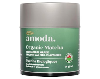 Organic Ceremonial Japanese Matcha Tea - Small farm sourced in Uji, Japan by Amoda. Organic & JAS certified 30g | 1oz - 30 servings