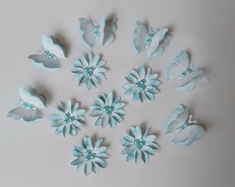 Pack of 12 Craft Embellishments, Paper Butterflies, Paper Flowers, Card Toppers, Craft Flowers, Craft Butterflies, Card Making