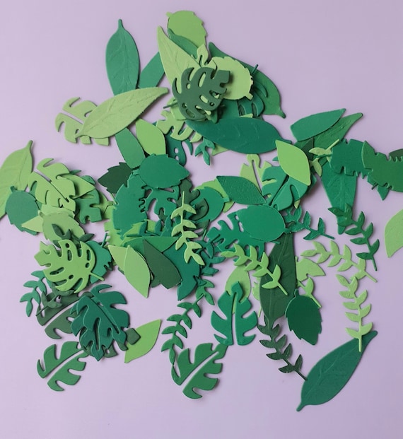 50 Green Cardstock Die Cut Leaves: Craft Embellishments