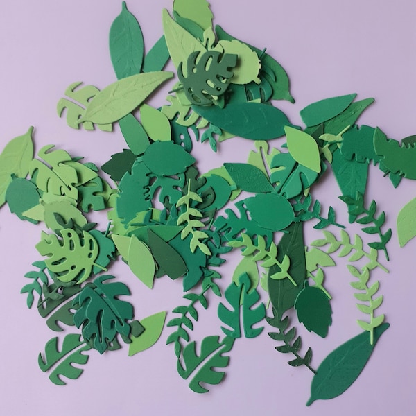 50 die cut green leaves, die cut foliage, card making leaves, craft leaves, card toppers, craft embellishments, scrapbook leaves