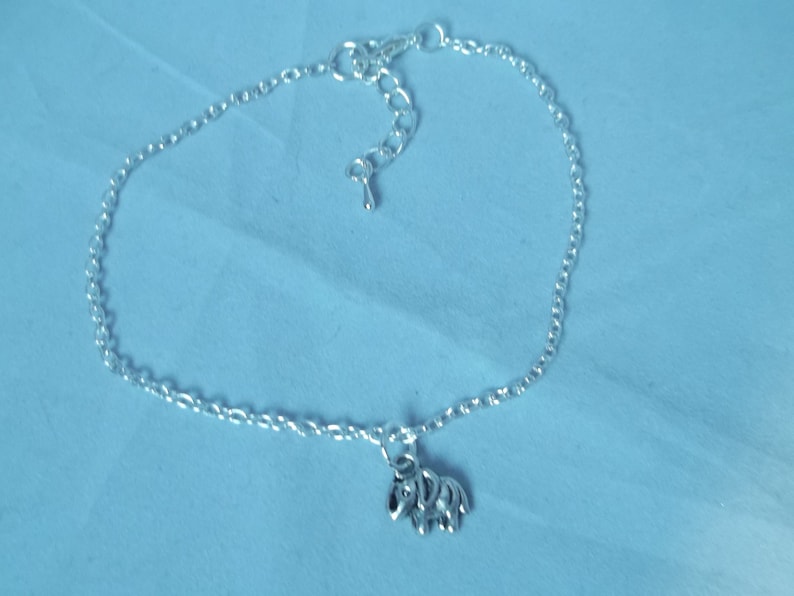Large Anklet Elephant chain Plus Size anklet Ankle Jewellery Elephant Ankle chain Elephant Anklet Beach anklet Silver Plated Anklet