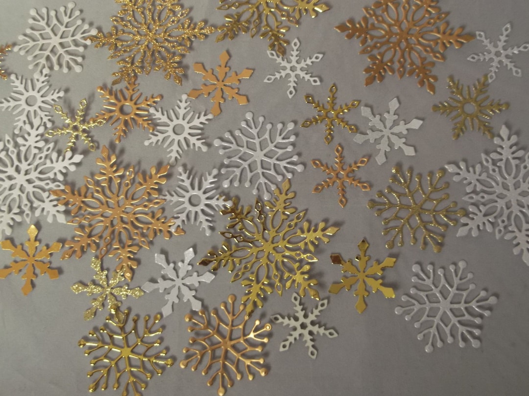 30 Die Cut Snowflake Embellishments, Glitter Snowflakes, Card Making