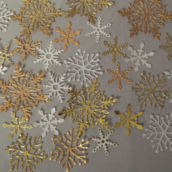 30 die cut snowflake embellishments, glitter snowflakes, card making snowflakes, paper snowflakes, card toppers, craft embellishments