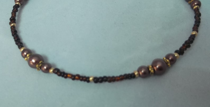 boho anklet beach jewellery Brown pearl anklet boho jewellery beaded anklet beach anklet pearl ankle bracelet brown and gold anklet