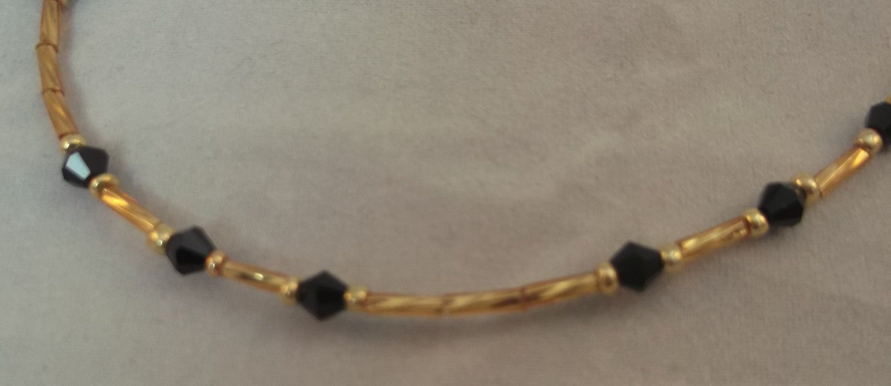 Black and Gold beaded anklet ankle bracelet beaded anklet Etsy Polska