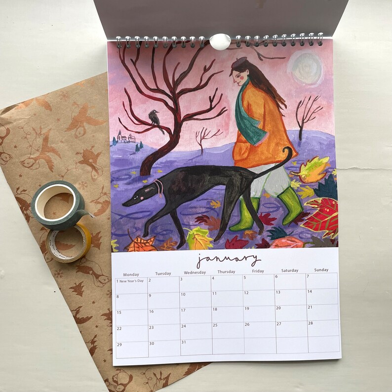 Painted Calendar Illustrated Calendar Seasonal Calendar Unique Calendar