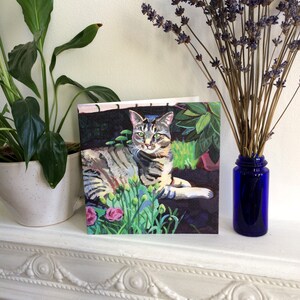 Wenskaart Cyperse kat | Verjaardagskat | Verjaardagskaart kattenliefhebber | Geschilderde kaart | Kattenillustratie | Plasticvrij cadeau | Geschilderde kat