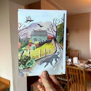 lévrier de Zazzle.be Liste d'envies Vous avez des idées ? Carte de Noël de lévrier | Carte de Noël peinte | Illustration de maison de campagne | Anniversaire Cottagecore | Jolie carte