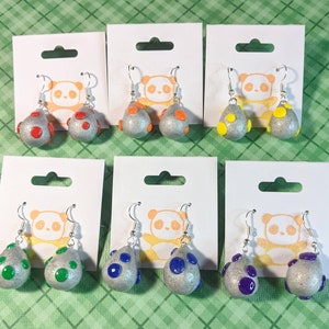 Glitter Yoshi Egg Earrings