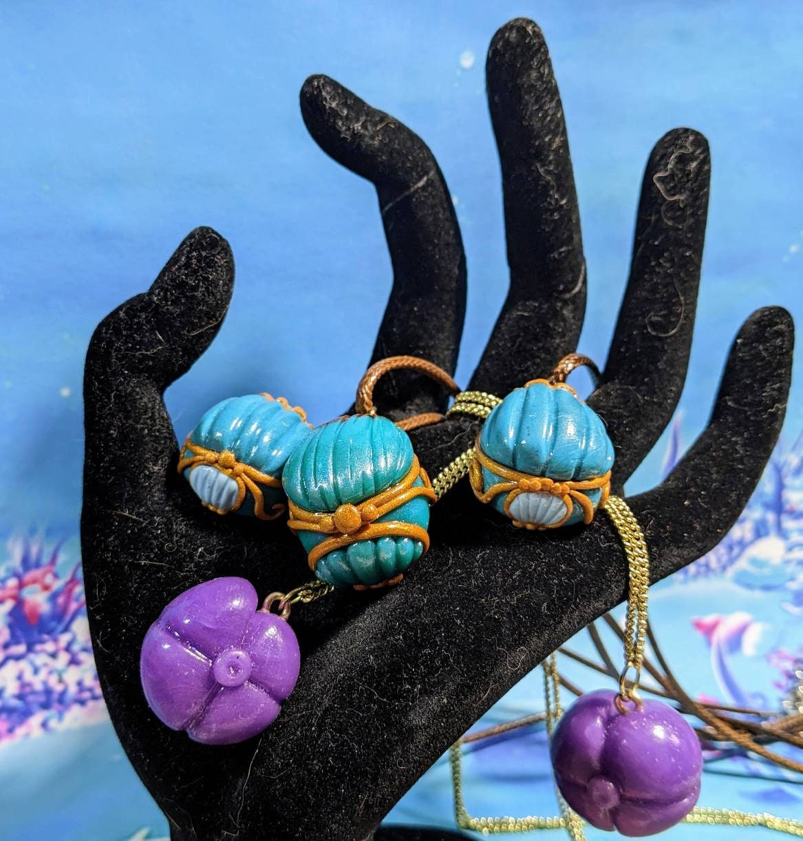 Mermaid Queen Necklace/music Box Necklace- Handmade Clay Necklace