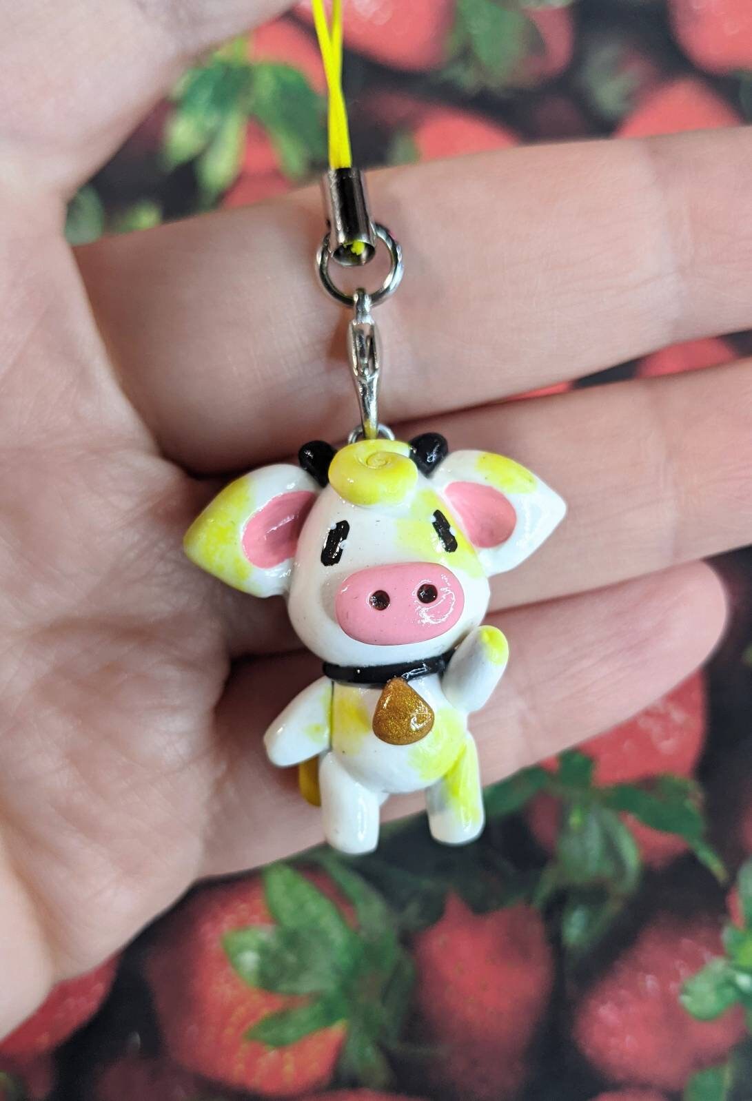 Handmade Polymer Clay Cow Charms  Red/blue/brown/black/green/purple/pink/yellow Cow Charm/necklace/phone Charm/keychain  -  Israel