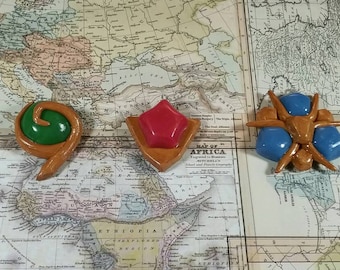 LOZ Inspired- Ocarina of time Spiritual Stones- Kokiri's Emerald, Goron's Ruby, Zora's Sapphire. Legend of Zelda jewelry