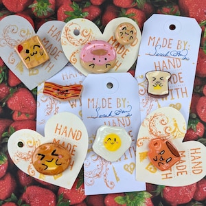 Breakfast Buddies Handmade Clay Pins