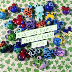 Mystery Frog Charm Bag - Kawaii Handmade Hand painted Clay Frog Charms