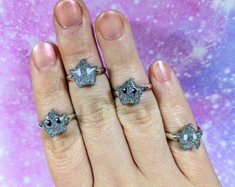 Holographic Galaxy Star Adjustable Ring