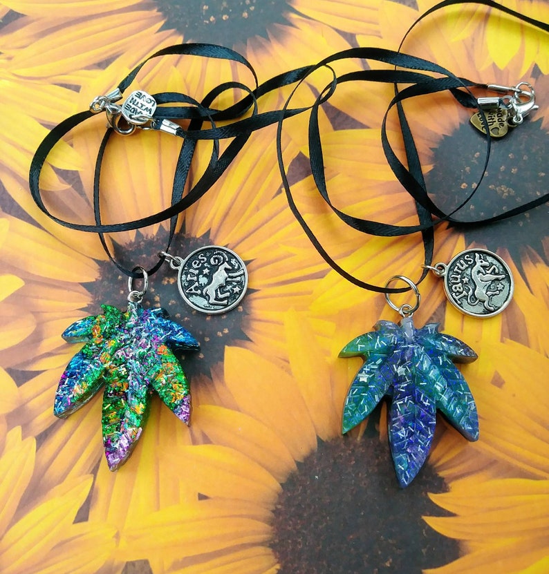 Galaxy Astrology Cannabis necklace image 3