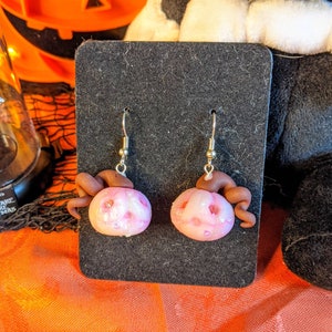 Cute Pink Opal Jewel eye Pumpkin Earrings