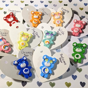 Kawaii Original Caring Bears Handmade Pins/ Handmade clay pins