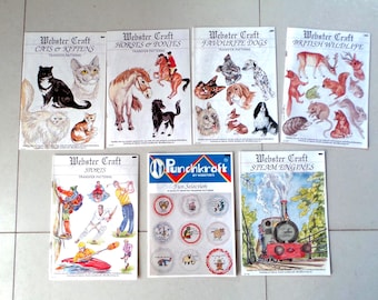 Vintage Iron On Embroidery Transfers: Webster Craft A4 Book Set