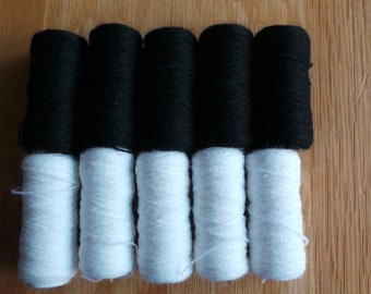 Black & White Acrylic Yarn for Punch Needle - 10 Spools