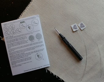 Chunky Rug Punch Needle Tool, Weaver's Cloth Sample