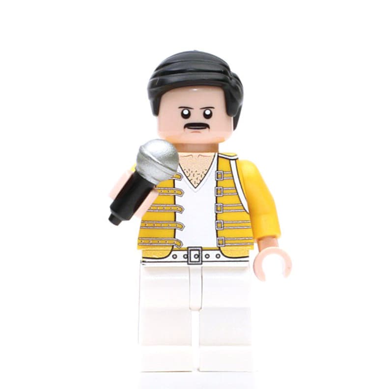 FREDDIE MERCURY minifigure KEYRING Queen Rock Band Custom Mini Figure