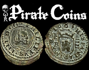 4 Maravedis de Felipe IV, pirate coin, pirate treasure, maravedi, doubloon, pirate ship, coin, copper, Philip IV, gold, silver, buccaneer