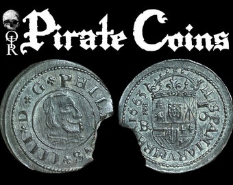 16 Maravedis de Felipe IV, pirate coin, pirate treasure, maravedi, doubloon, pirate ship, coin, copper, Philip IV, gold, silver, buccaneer