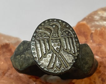 Medieval viking ring with representation of an eagle, medieval ring, viking ring, Romano ring, magic ring, protector ring, nacient ring,ring