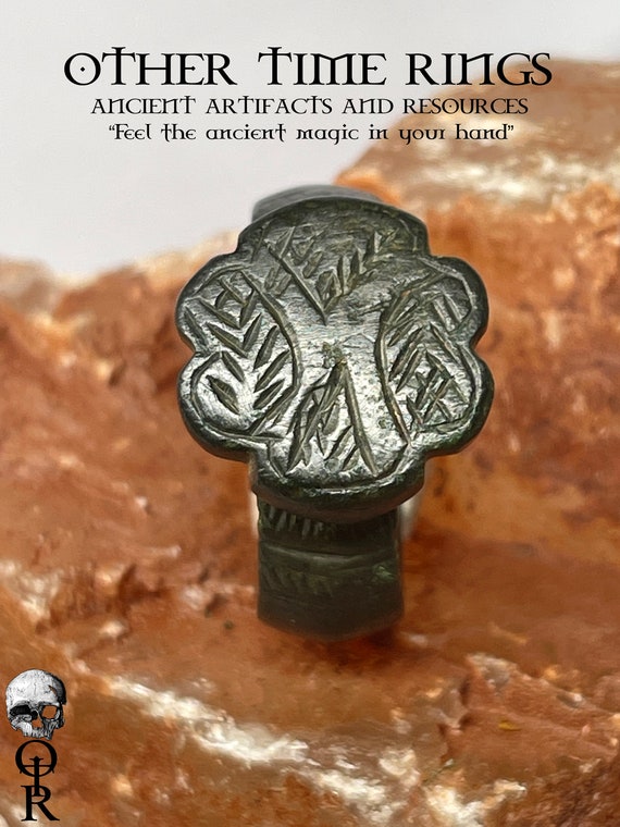 Medieval ring with monogram, ancient ring, medieva