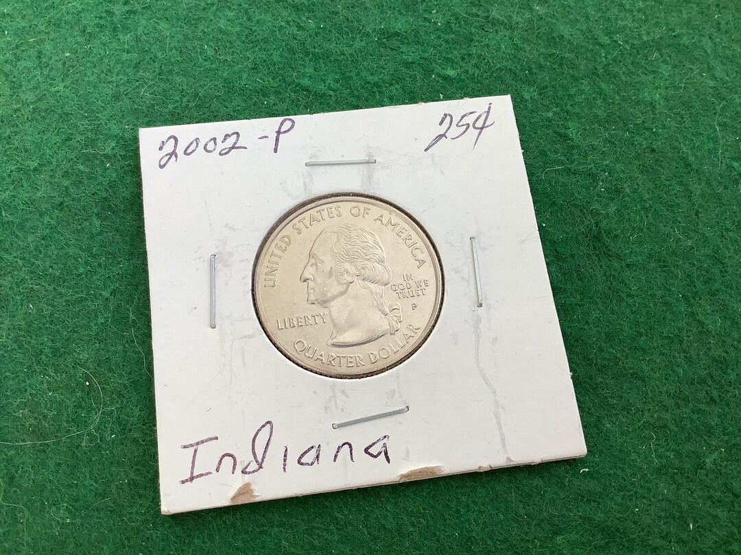 Indiana Coin 2002-P - State Quarter - Indiana - Coin No 11896 - in a Protective 2x2 ...