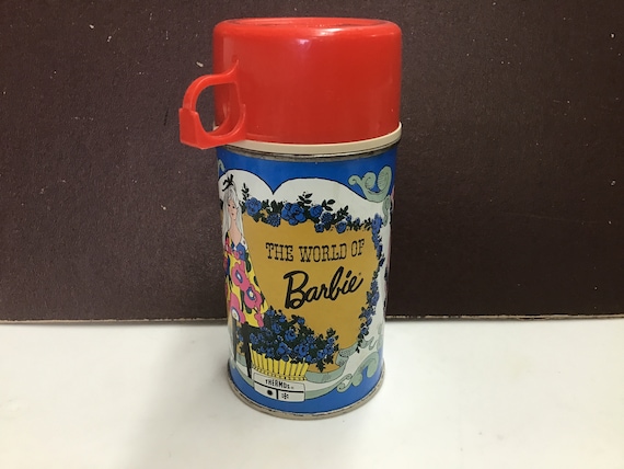 1971 the World of Barbie 8 Oz Thermos Bottle With Red Cup and