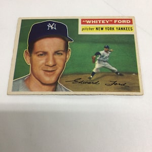Vintage 1956 Topps Baseball, Whitey Ford, Card No. 240, New York Yankees