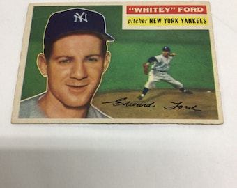 Vintage 1956 Topps Baseball, Whitey Ford, Card No. 240, New York Yankees