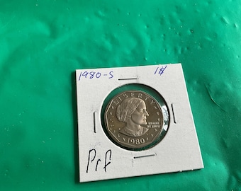 1980-S Proof - Susan B Anthony One Dollar Coin - No 20197 - In a Protective 2x2